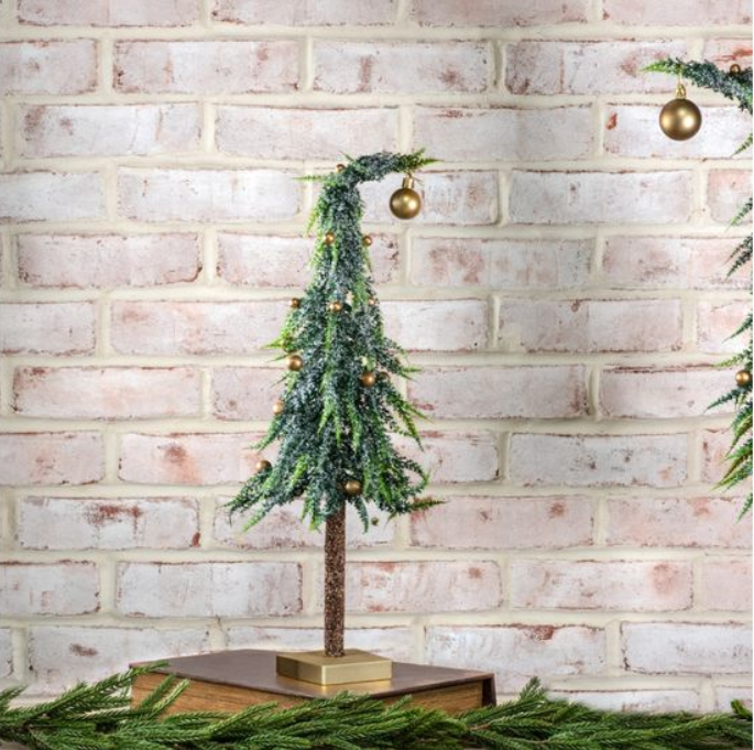 19" Frosted Bell Tree Wood Base