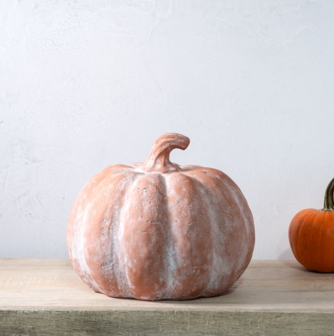 9"H Orange Terracotta Pumpkin