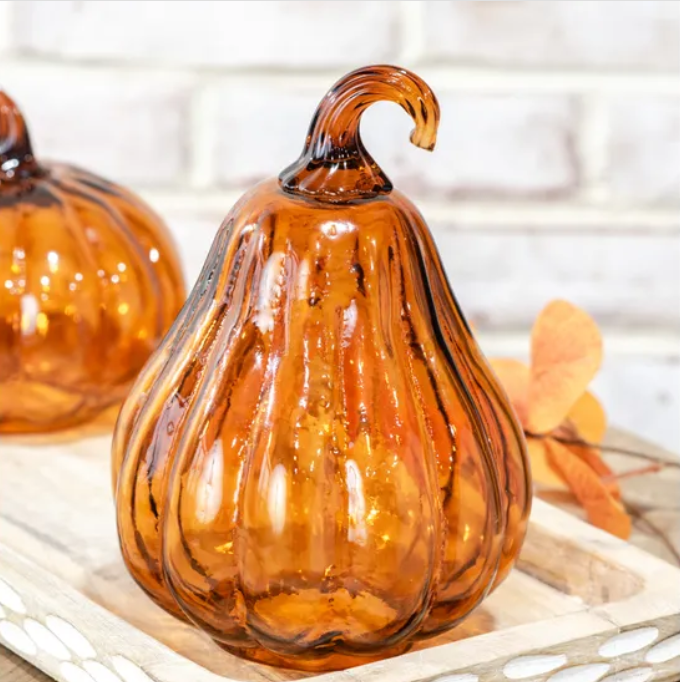 7.5" Orange Glass Gourd Cloche