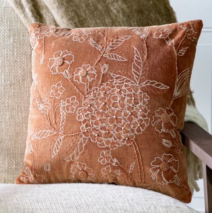 18 x 18 Velvet Flower Pillow