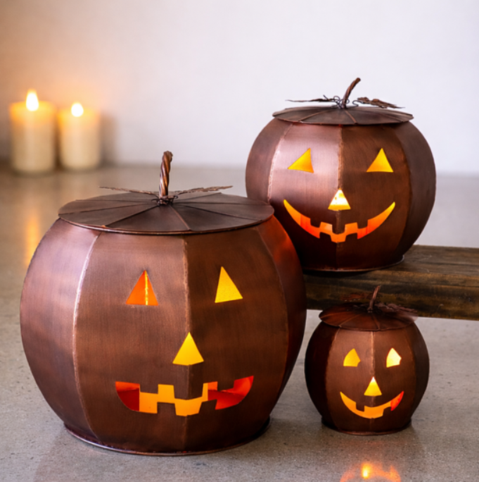 Ant. Copper Tin Pumpkin - LG