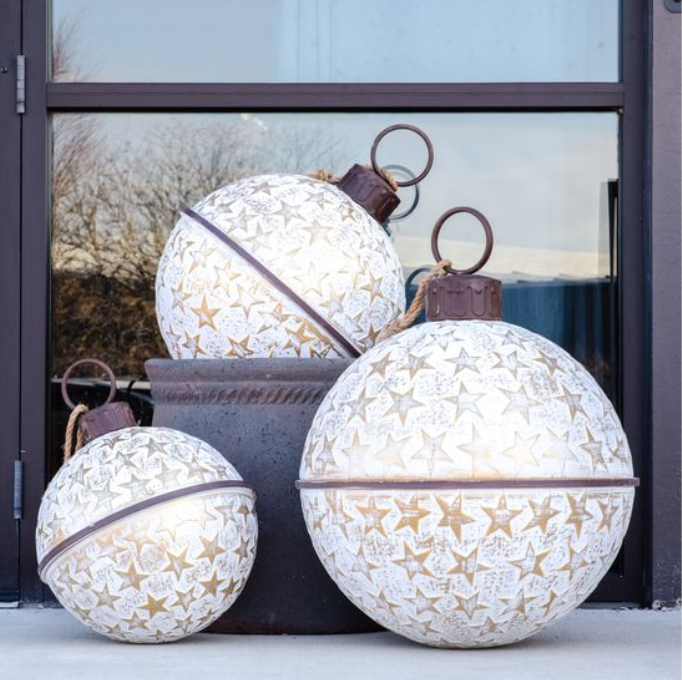 White & Gold Star Jumbo Bell - LG
