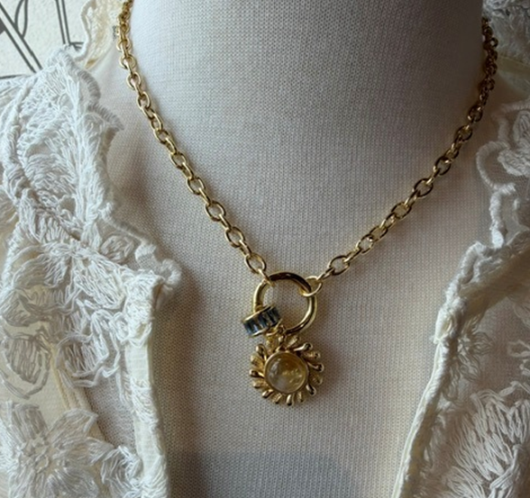 Honey Lou Soleil Crystal Amber & Blue Crystal Necklace
