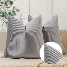 YCOLL Dark Gray Pillow Covers 26x26 Set of 2 Velvet Striped Pattern - Soft Throw Pillows for Home Decor Luxury Decorative Pillow Covers for Couch BedLiving Room
