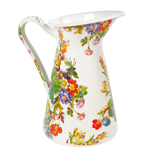 MACKENZIE-CHILDS Practical Enamel Pitcher with Spout Drink Pitcher for Iced Tea or Water Flower Vase Medium White Flower Market