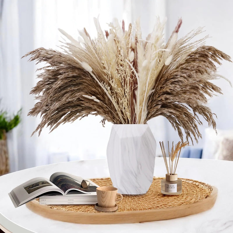 96 PCS Dried Pampas Grass Boho Home Table Decor Bunny Tails Dried Flowers Brown Pompas White Pampas Grass for Wedding Home Rustic Party Baby Shower Decorations