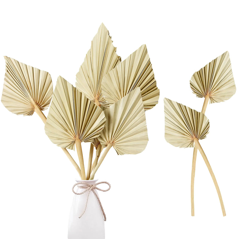 Sggvecsy Boho Dried Palm Leaves 20 Pieces 14.2’’ Natural Dried Palm Spears Small Dried Palm Fans for Flower Bouquet Boho Wedding Home Party Kitchen Vase Farmhouse Table Arrangements Anniversary Decor