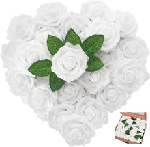 Isquene [25PCS] White Roses Artificial Flowers with Stem Real Touch Fake Foam Roses for Decoration DIY Wedding Bouquets Centerpieces Bridal Shower Mothers Day Party Flower Arrangements Home Decor