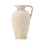 LUKA Ceramic Rustic Farmhouse Vase9.25 inch Terracotta Vase with HandleNeutral Tall Clay Vases Decorative Vase for Living RoomTableShelf Decor(Off-WhiteL)