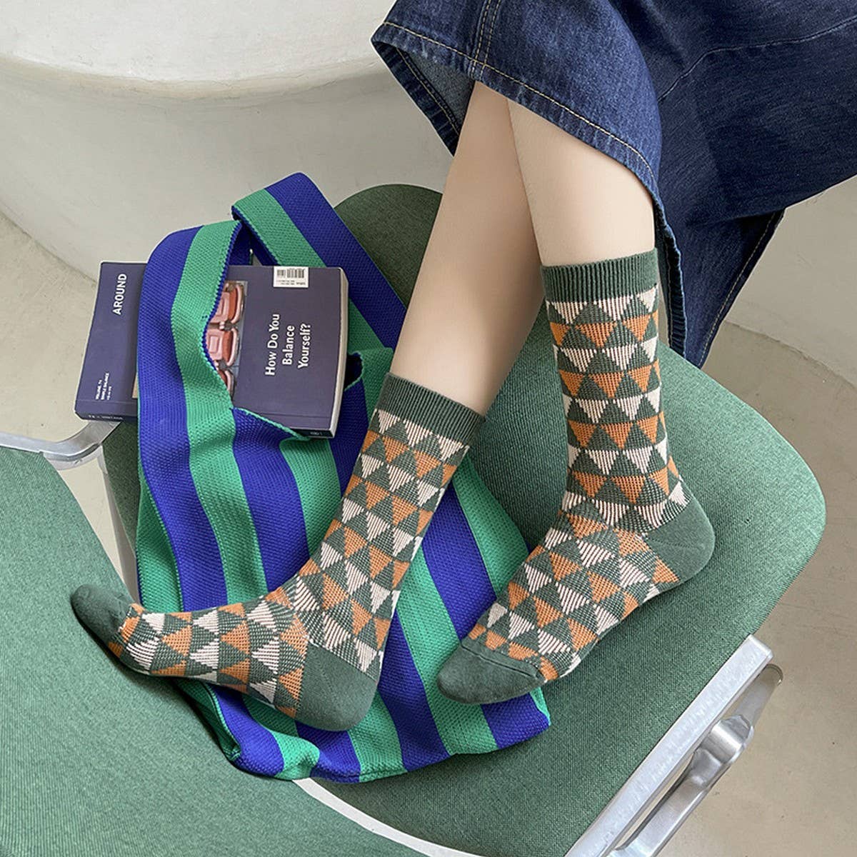 Geometric pattern Christmas gift socks