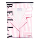 Ruffle PJ Set With Velvet Tie - Pink Stripe