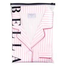 Ruffle PJ Set With Velvet Tie - Pink Stripe