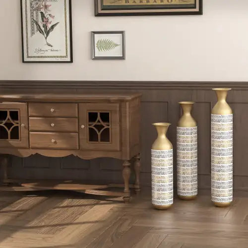 High Floor Vase Flower Oversized Floor Vase 3 Large Metal Glazed Vases Pampas Prairie Twigs Vintage Grey Oversized Vase Living Room Bedroom Family Farmhouse Unavailable Platforms -Temu