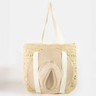 Large Straw Braided Tote Bag With Hat Holder