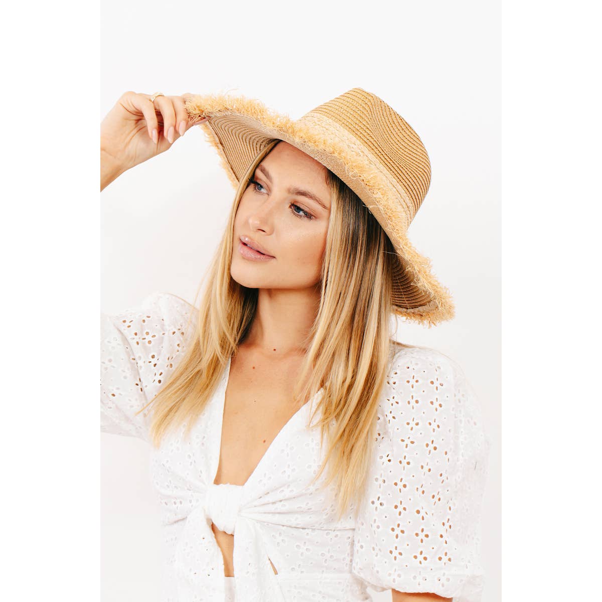 Straw Braided Fringe Fedora Hat