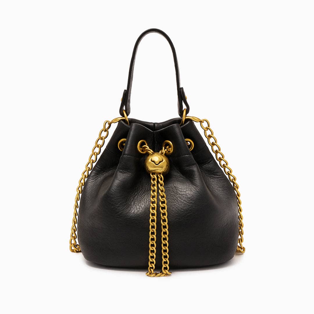 Sameera Leather Drawstring Handbag