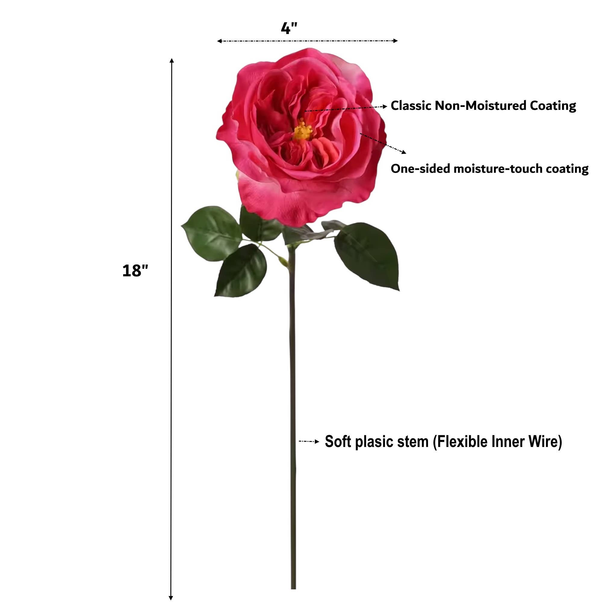 18"Elegant Real touch Juliet Rose-Moisture-touch coating