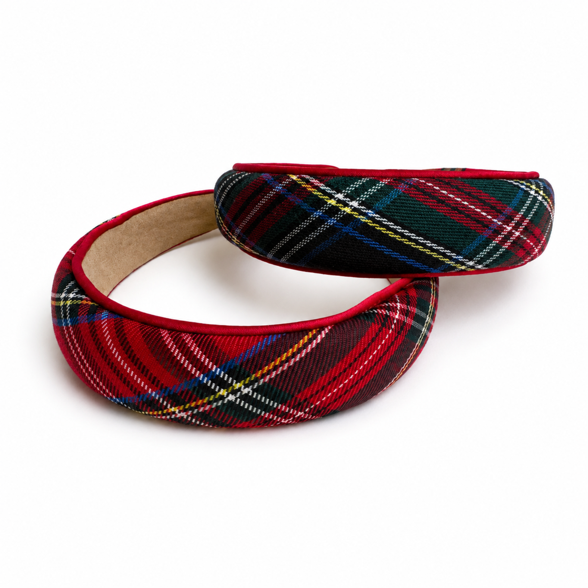 Satin Plaid Piped Headband