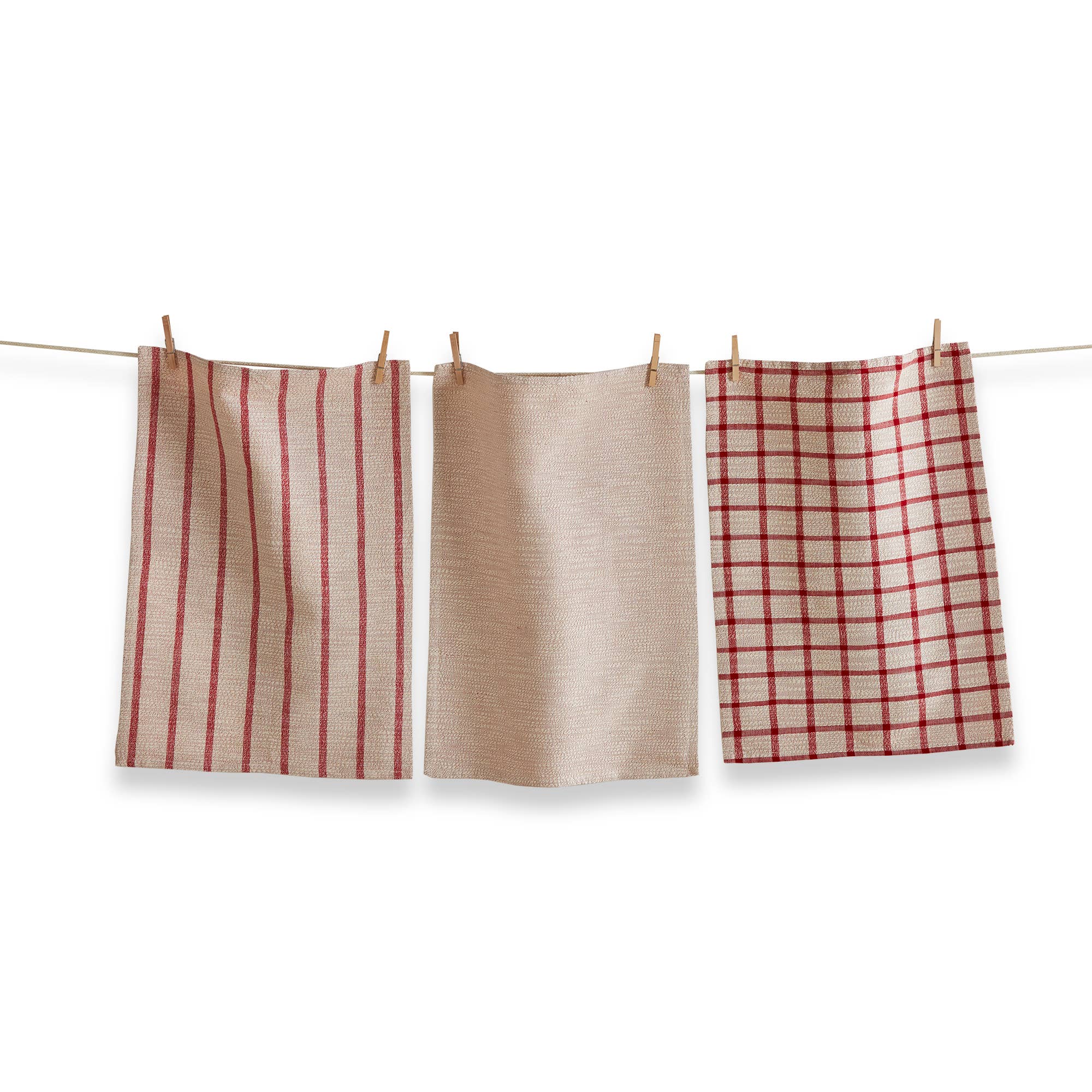Vintage Dishtowel Set of 3 - Red