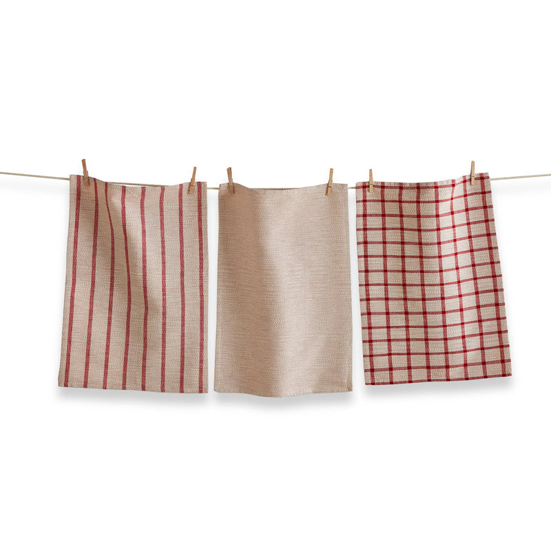 Vintage Dishtowel Set of 3 - Red