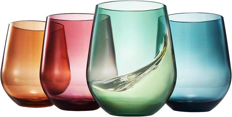Shatterproof Tritan Stemless Wine Glasses, Set of 4