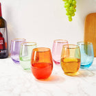 Art Deco Colored Crystal Stemless Wine Glass Set of 6, 15 oz