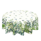 Spring Summer Tablecloth Round 60 Inch Green Leaves Floral Decoration Outdoor Table Cloth Farmhouse Flower Table Cover for Dining Kitchen Holiday Party Picnic Indoor Home Decor