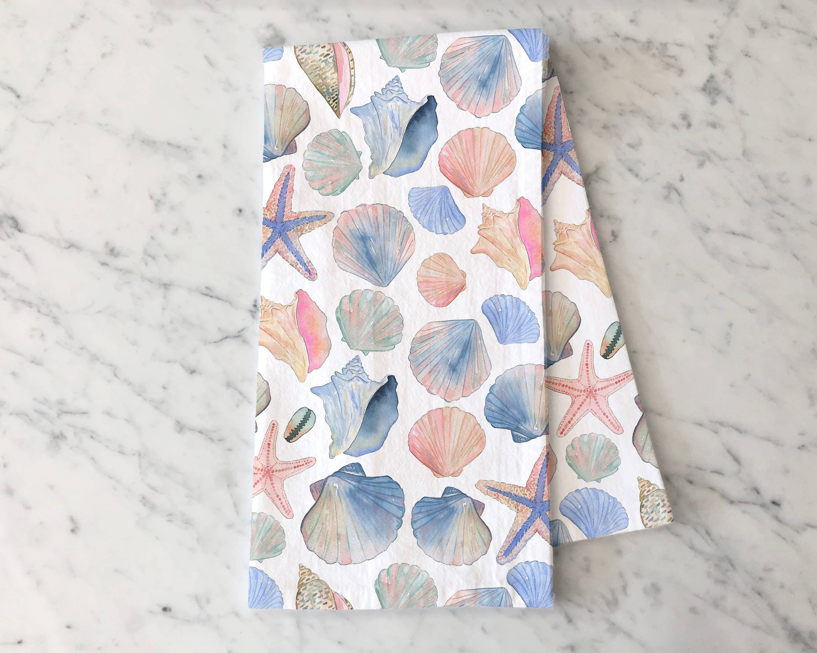Seashells Tea Towel - Coastal/Beach Summer  Kitchen Decor