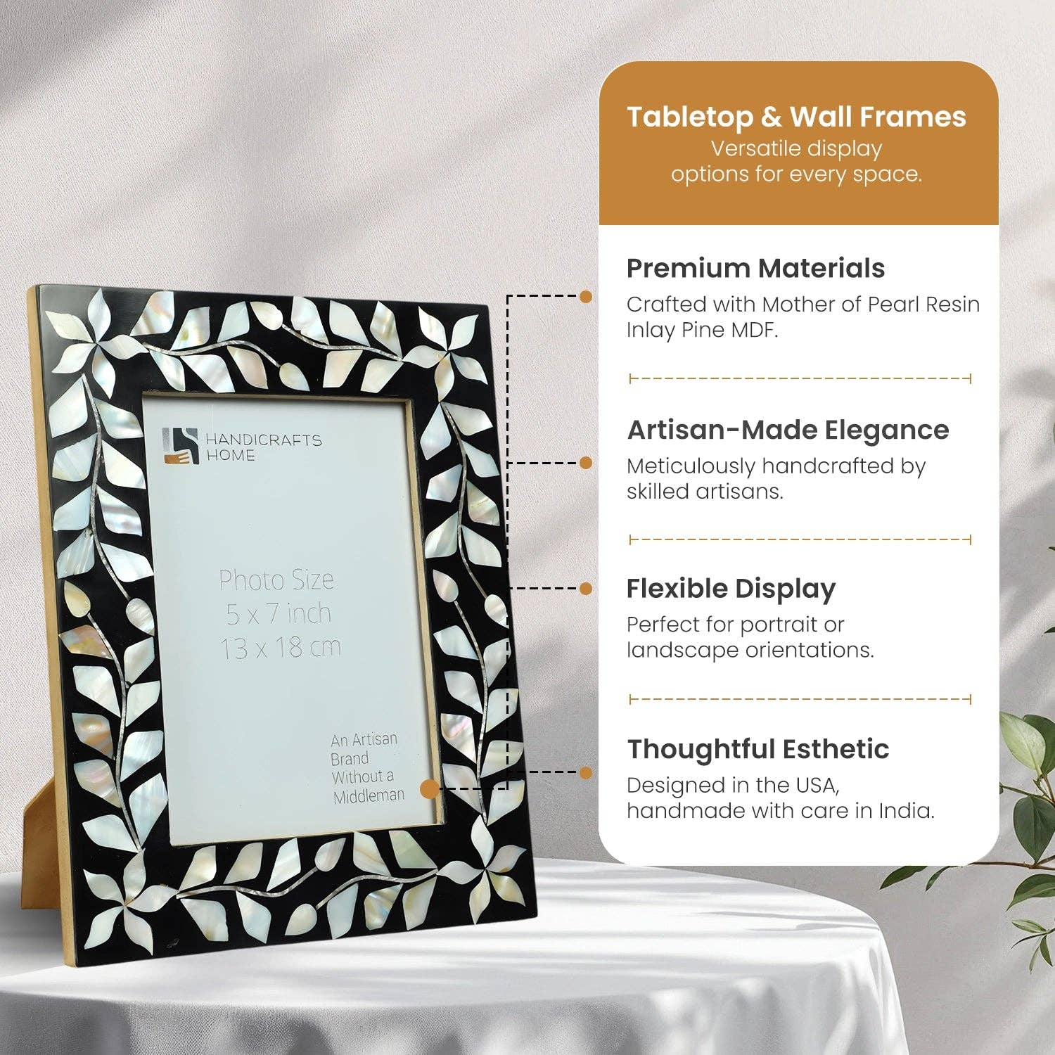 Alhambra Negra Mother of Pearl & Resin Inlay Picture Frame