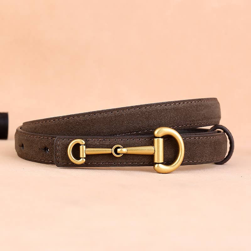 Suede Leather Horseshoebit Buckle Belt