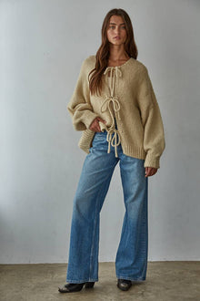 Knit Sweater Tie Front Long Sleeve Cardigan