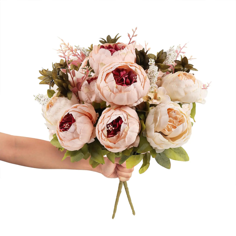 2 Pcs Artificial Peonies Fake Flowers for Decoration Faux Peony Silk Flowers Floral Arrangements Boho Wedding Bouquets Bride Decorations for Home Decor Indoor Vase Table Centerpieces（Light Pink）