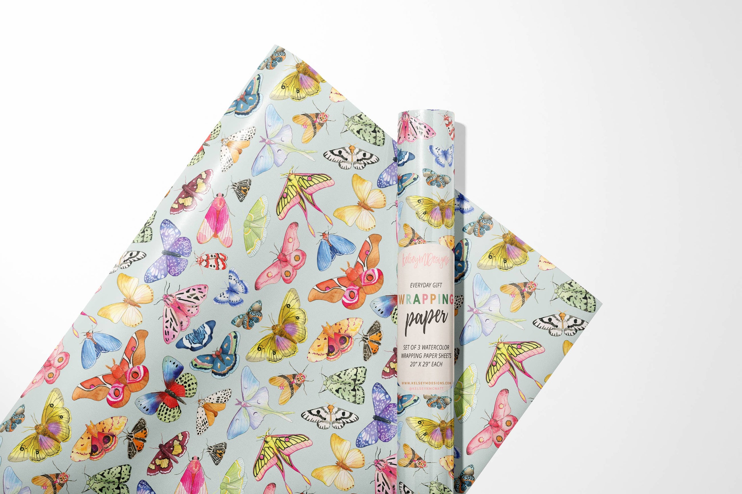 Moths & Butterflies Wrapping Paper - 3 Sheet Roll