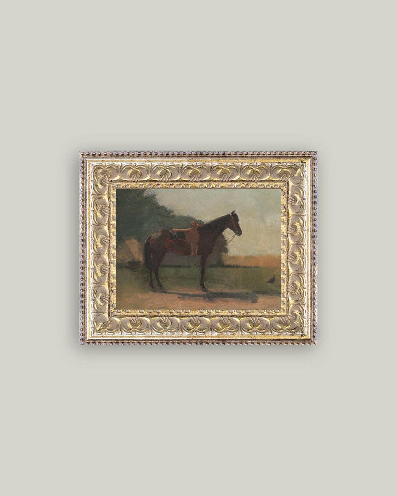 Saddled Horse Framed Antique Art.