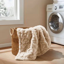 Soft Ruched 50x60" Throw Blanket, Tan