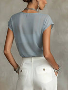 Gray Floral Print Chiffon Short Sleeve T-Shirt