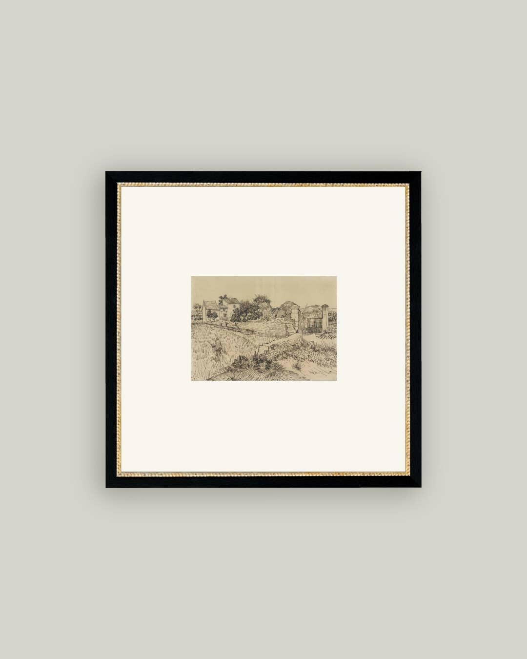 Tuscan Village Framed Antique Art.