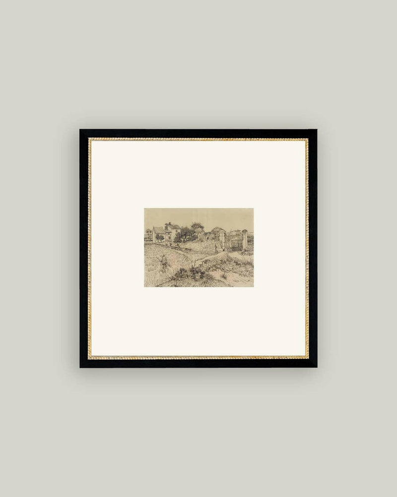 Tuscan Village Framed Antique Art.