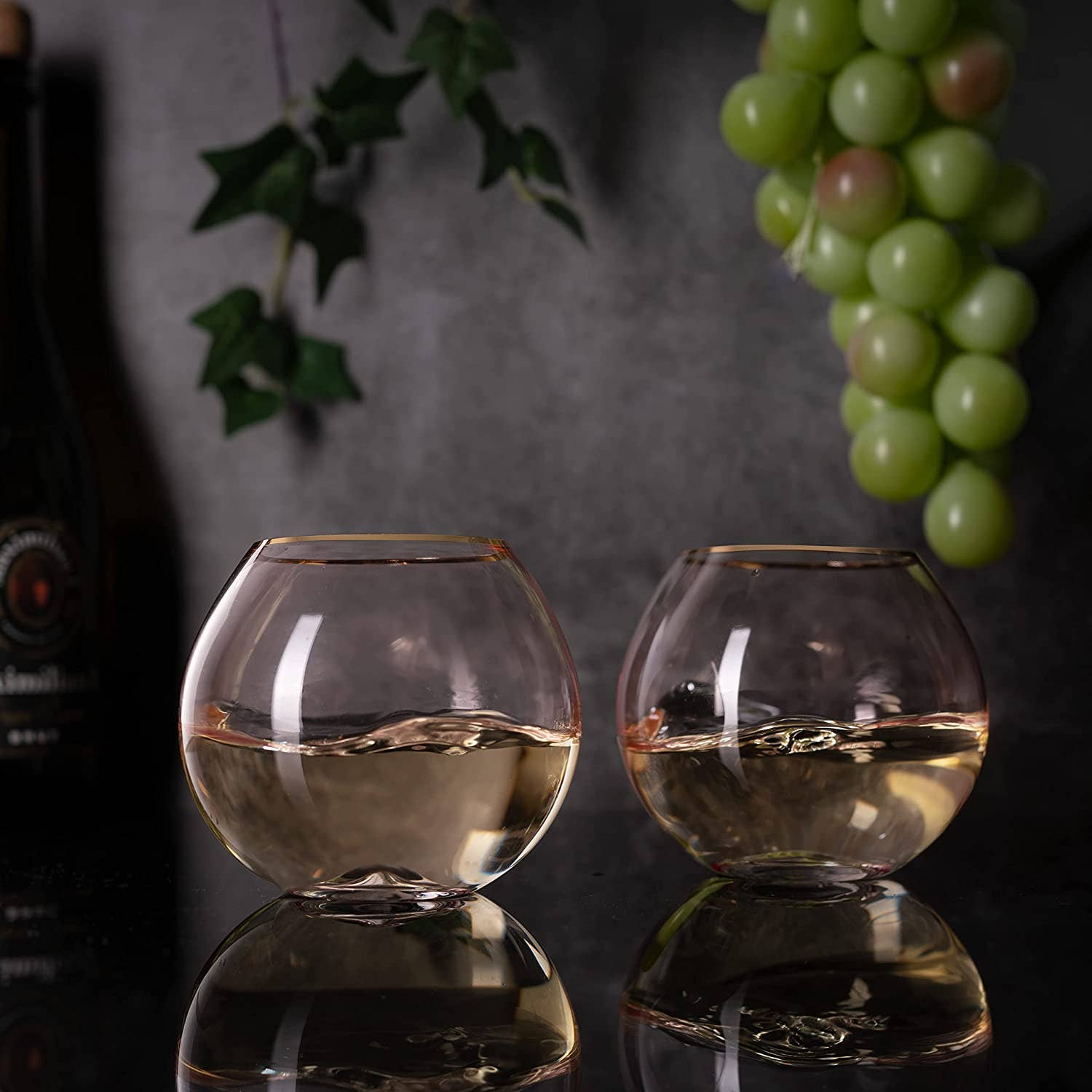 Set of 2 Blush Pink & Gilded Rim Wine Glass,18oz Glasses
