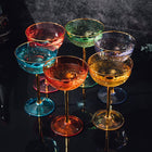 Colored Coupe Art Deco Glasses | Set of 6 | 7.3 oz Classic