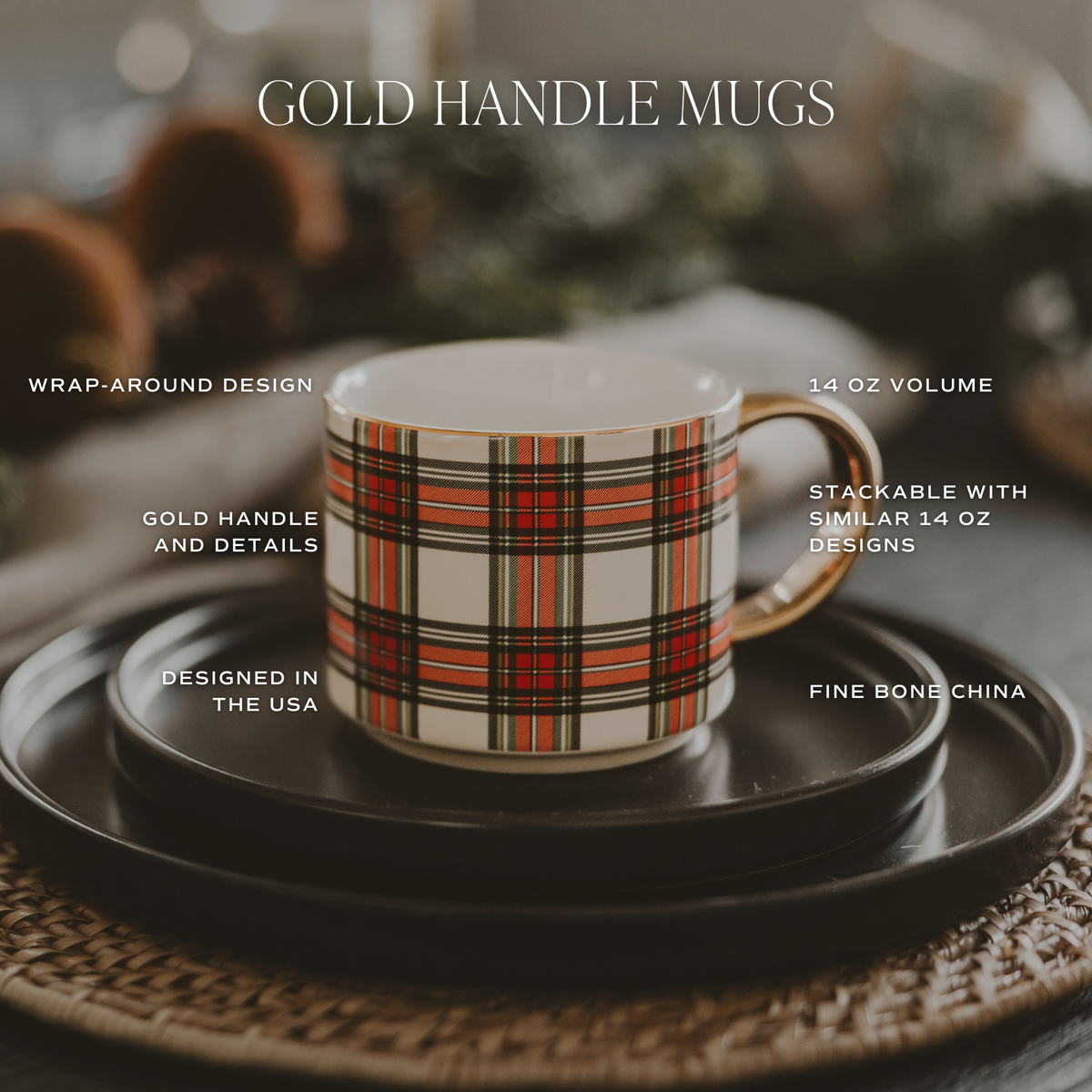 White Plaid Coffee Mug