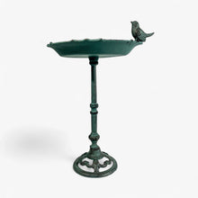 Pedestal Bird Bath Cast Iron Green Patina Garden Decor