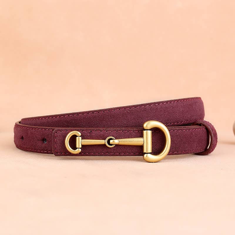 Suede Leather Horseshoebit Buckle Belt