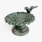 Verdigris Sunflower Bird Bath, Cast Iron Pedestal Feeder