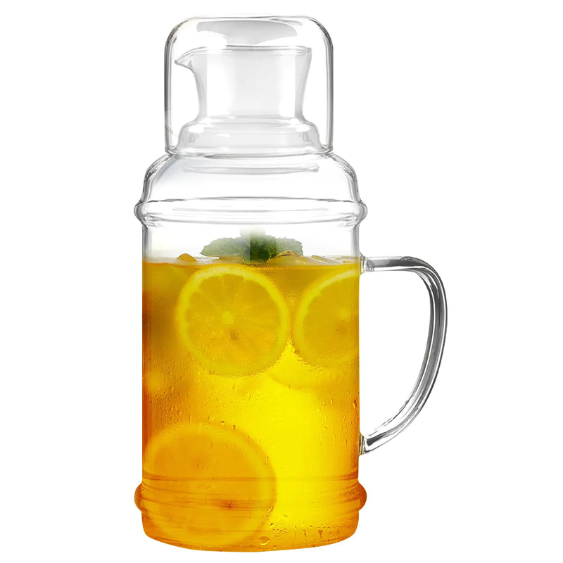 37oz Glass Pitcher with Lid and Spout Glass Water Jug 1100ml Glass Carafe for Hot/Cold Water Glass Water Pitcher for Fridge Large Iced Tea Pitcher for Coffee Juice and Homemade Beverage