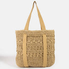 Large Straw Braided Tote Bag With Hat Holder