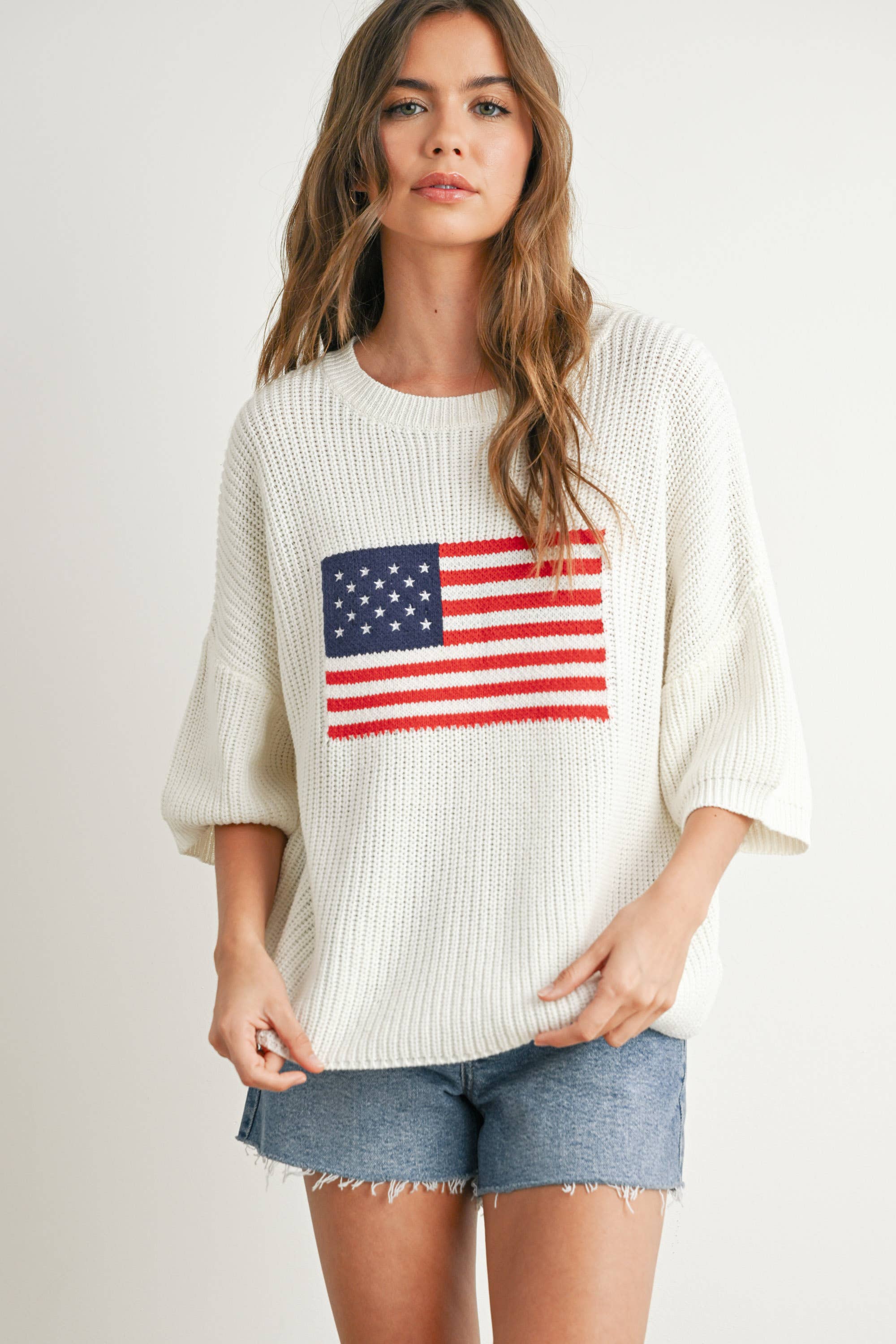 Flag Print Knit Sweater