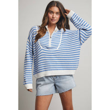 STRIPED HALF-ZIP SWEATER