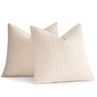 YCOLL Decorative Throw Pillow Covers 18x18 Set of 2 Super Soft Solid Patterned Knit Accent Couch Pillows Boho Pillow Cover for Couch Livingroom Bed Beige