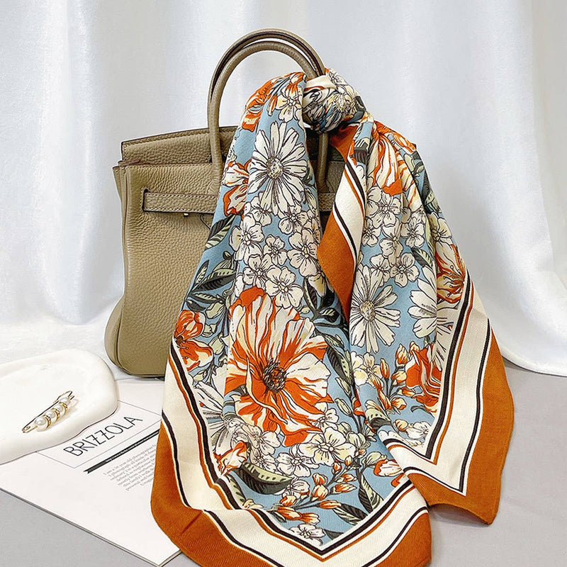 Floral Velvet Wool Scarf Shawl for Winter